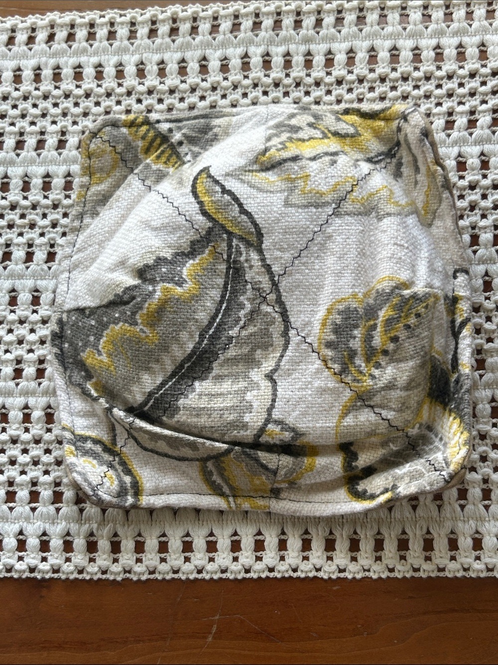 Bowl Cozy Set of 2 Hot  Cold Kitchen Linens Handmade Gray Yellow Green Black